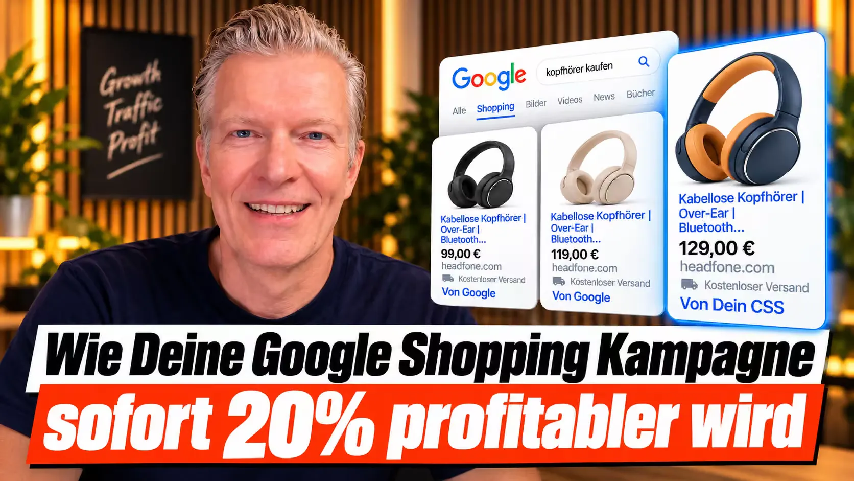 Zahle 20 % weniger für jeden Google-Shopping-Klick.